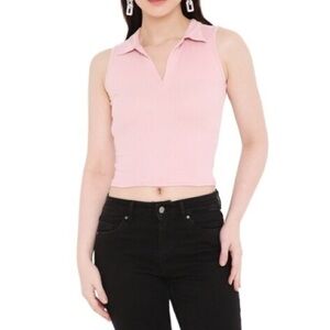 NWT 5B women’s ribbed collared crop top